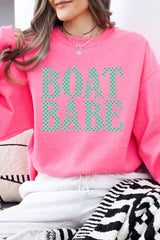 UL180-E3466 Boat Babe Dot Graphic Sweatshirt $20