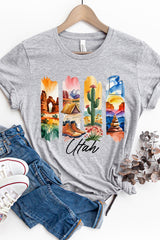 US3001-E3061UT Utah State Brushstroke Graphic Tee $12.5