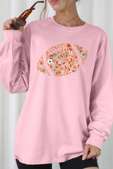 UL240P-E3133 Floral Football Graphic Plus Long Sleeve Tee $17