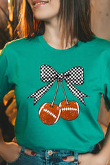 US3001-E3055 Football Cherries Graphic Tee $12.5