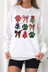 UL240P-E3195 Christmas Bow Paw Graphic Plus Long Sleeve Tee $17