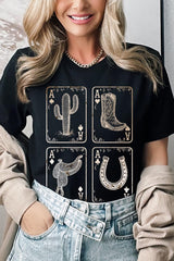 US3001P-E3094 Western Cowgirl Card Graphic Plus Tee $16