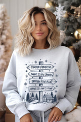 UL180P-E3189 Ski Lodge Signs Graphic Plus Sweatshirt $25