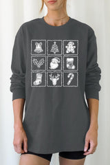 UL240-E3215 Christmas Icons Graphic Long Sleeve Tee $13.75