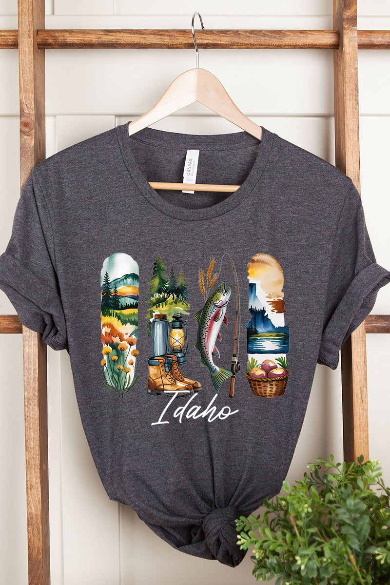US3001-E3061ID Idaho State Brushstroke Graphic Tee $12.5