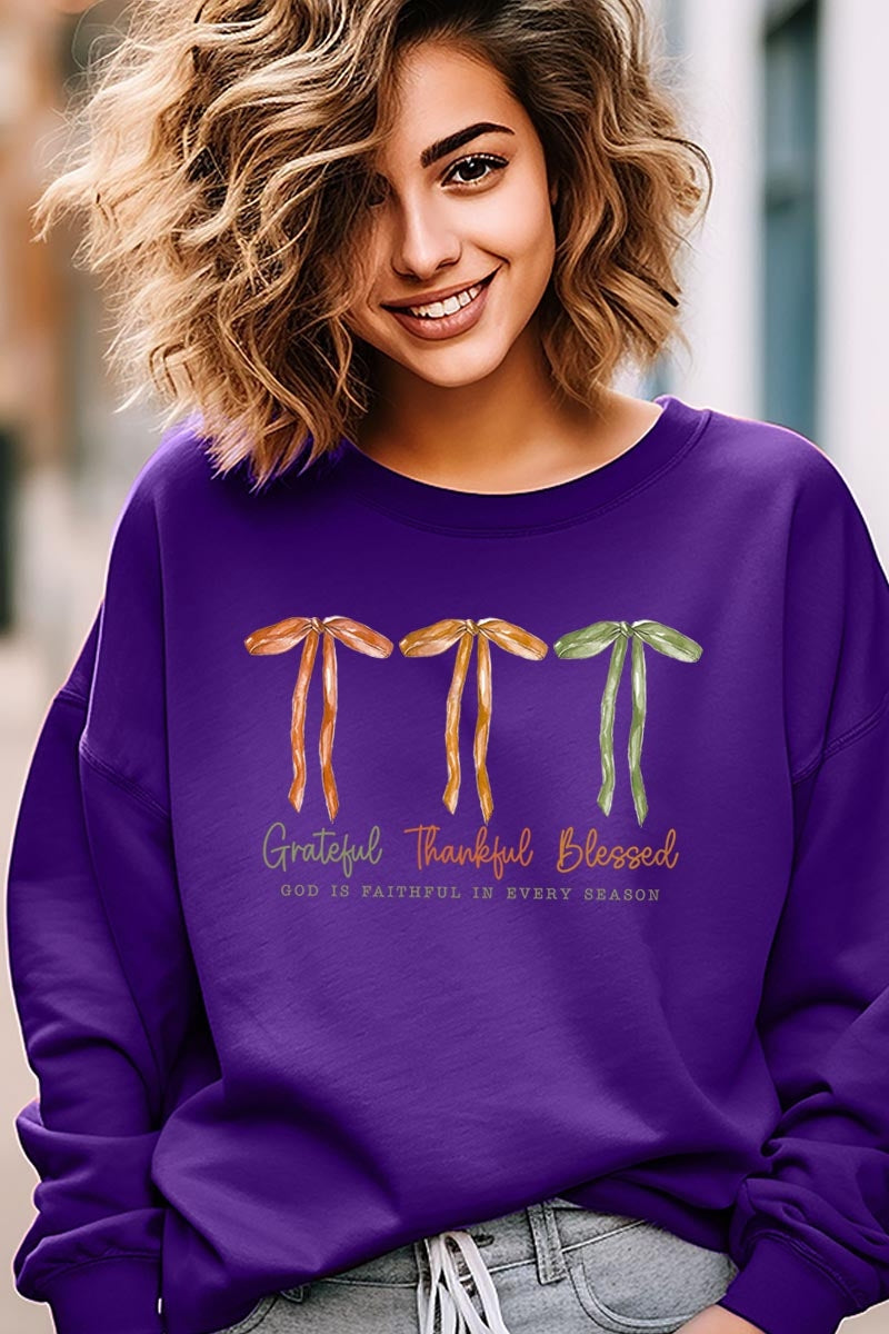 UL180P-E3111 Grateful Thankful Blessed Graphic Plus Sweatshirt $25
