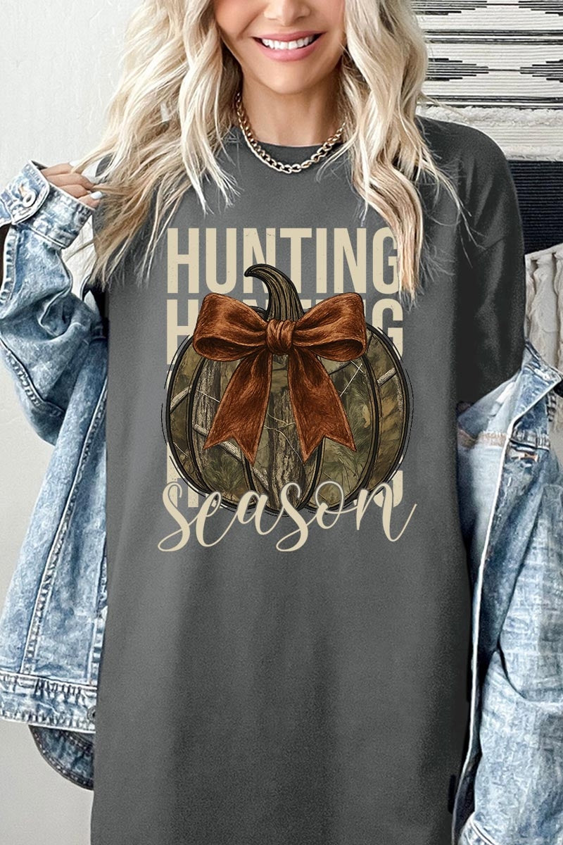 5000P-E3190 Hunting Pumpkin Bow Graphic Plus Heavy Cotton Tee $12.75