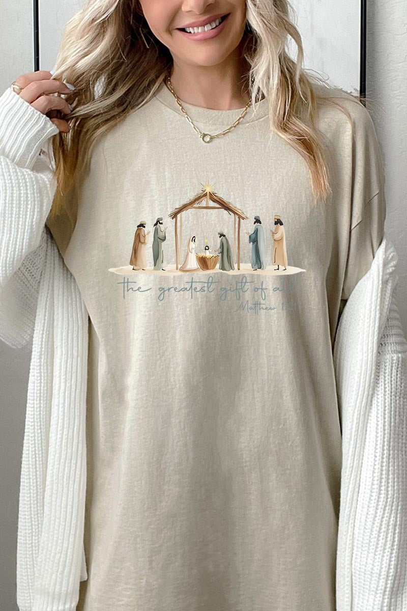 5000P-E3183 Nativity Gift Graphic Plus Heavy Cotton Tee $12.75