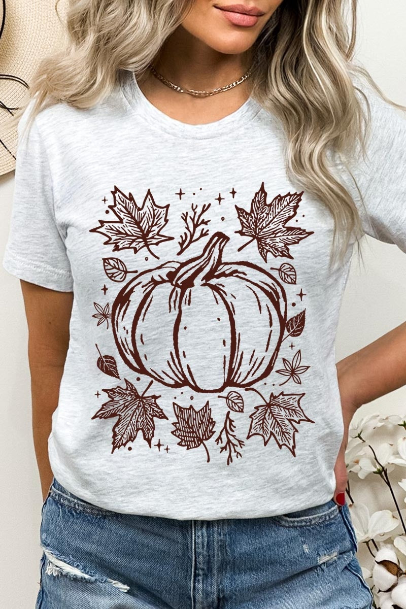 US3001-E3162 Fall Pumpkin Graphic Tee $12.5