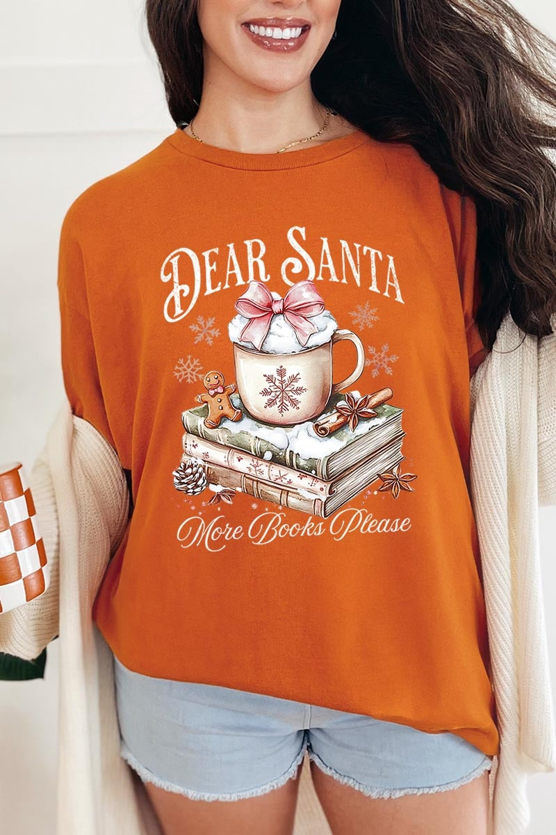 5000P-E3205 Dear Santa Books Graphic Plus Heavy Cotton Tee $12.75