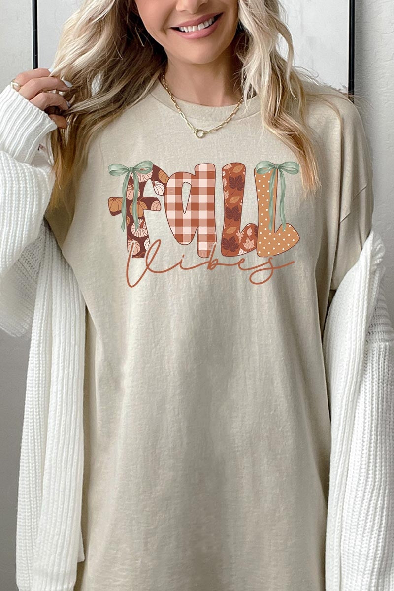 5000-E3071 Fall Vibes Rustic Script Graphic Heavy Cotton Tee $9