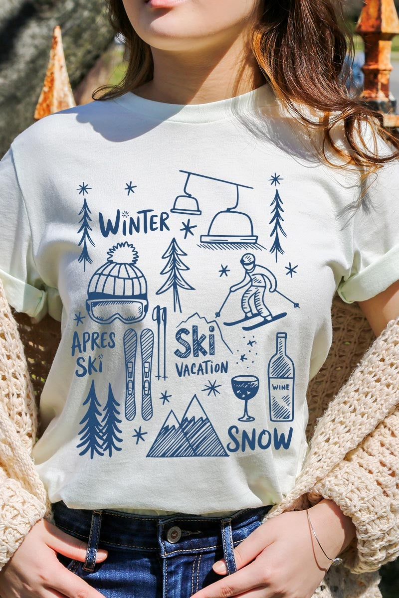 US3001P-E3188 Ski Doodle Graphic Plus Tee $16