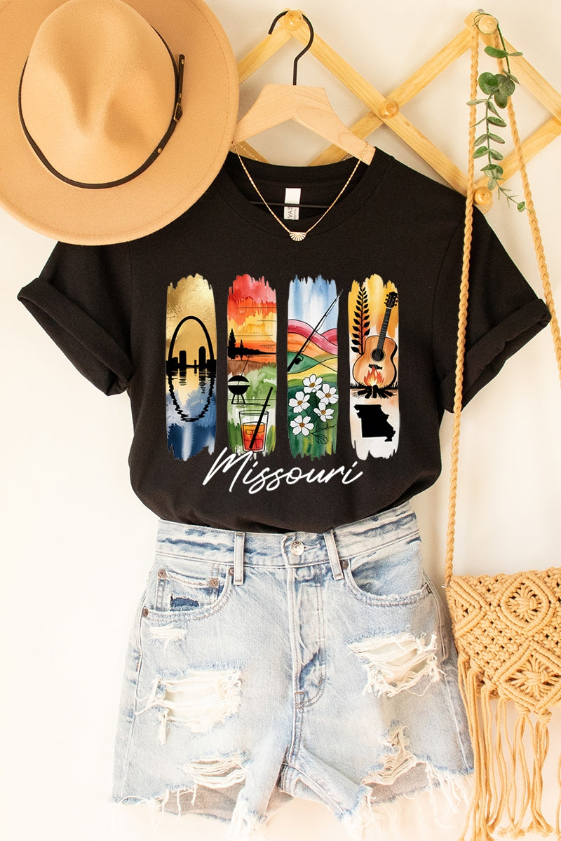 US3001P-E3061MO Missouri State Brushstroke Graphic Plus Tee $16