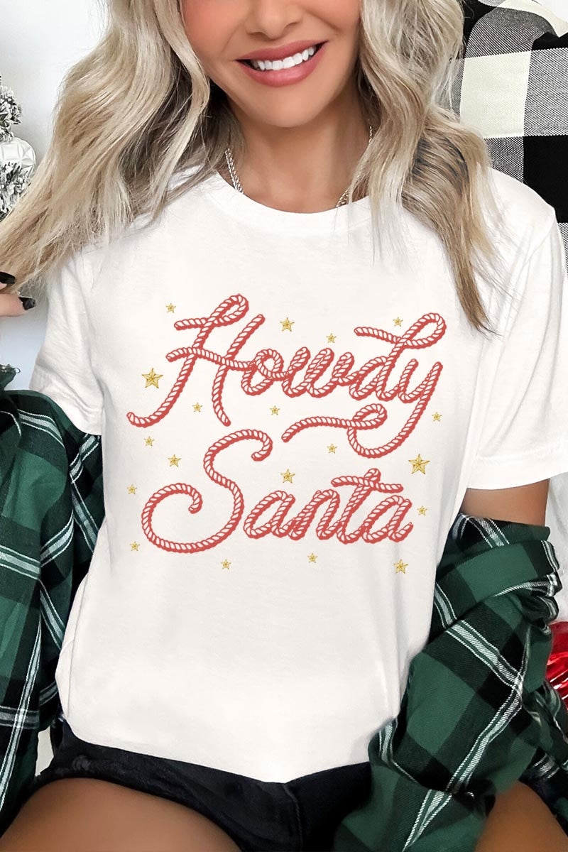 US3001-E3199 Howdy Santa Graphic Tee $12.5