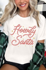 US3001-E3199 Howdy Santa Graphic Tee $12.5