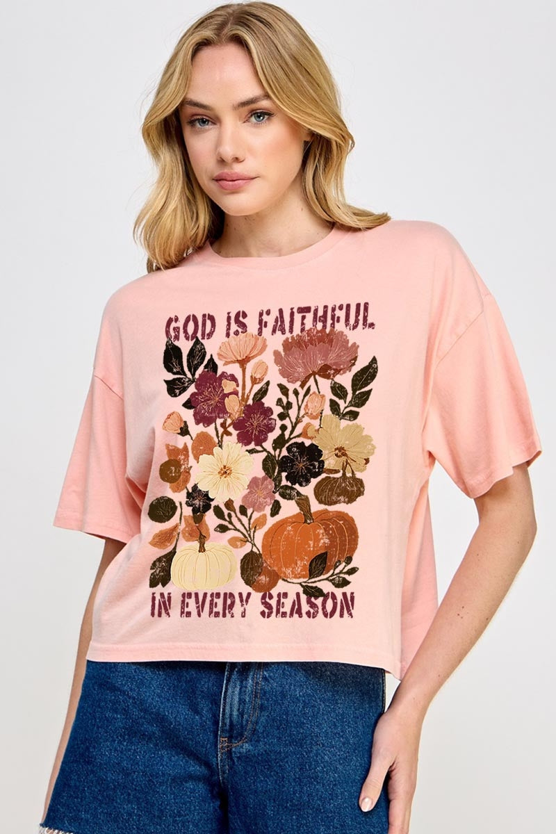 CTS-E3171 Faithful In Every Season Graphic Relaxed Crop Top $11