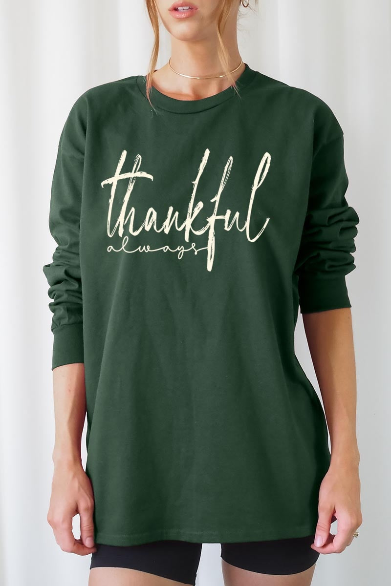 UL240-E3170 Thankful Graphic Long Sleeve Tee $13.75