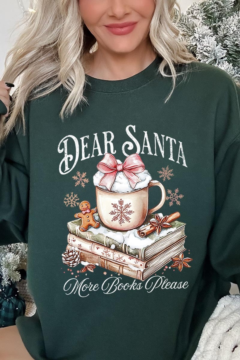 UL180P-E3205 Dear Santa Books Graphic Plus Sweatshirt $25