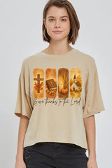 CTS-E3169 Give Thanks To The Lord Graphic Relaxed Crop Top $11
