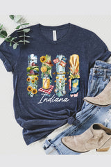 US3001P-E3061IN Indiana State Brushstroke Graphic Plus Tee $16
