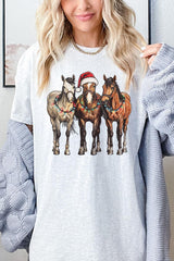 5000P-E3182 Christmas Horses Graphic Plus Heavy Cotton Tee $12.75