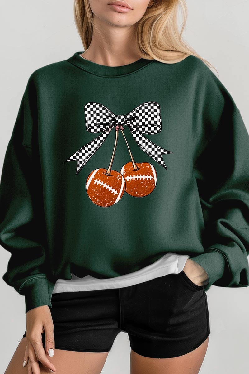 UL180-E3055 Football Cherries Graphic Sweatshirt $20