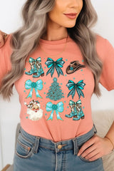 US3001P-E3180 Western Christmas Graphic Plus Tee $16
