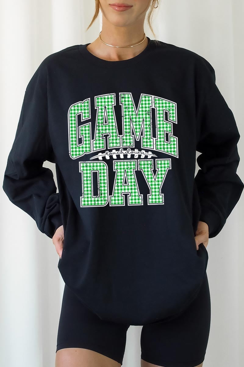 UL240P-E3128 Green Gingham Game Day Plus Long Sleeve Tee $17