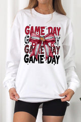 UL240P-E3093 Red Silver Football Bow Plus Long Sleeve Tee $17