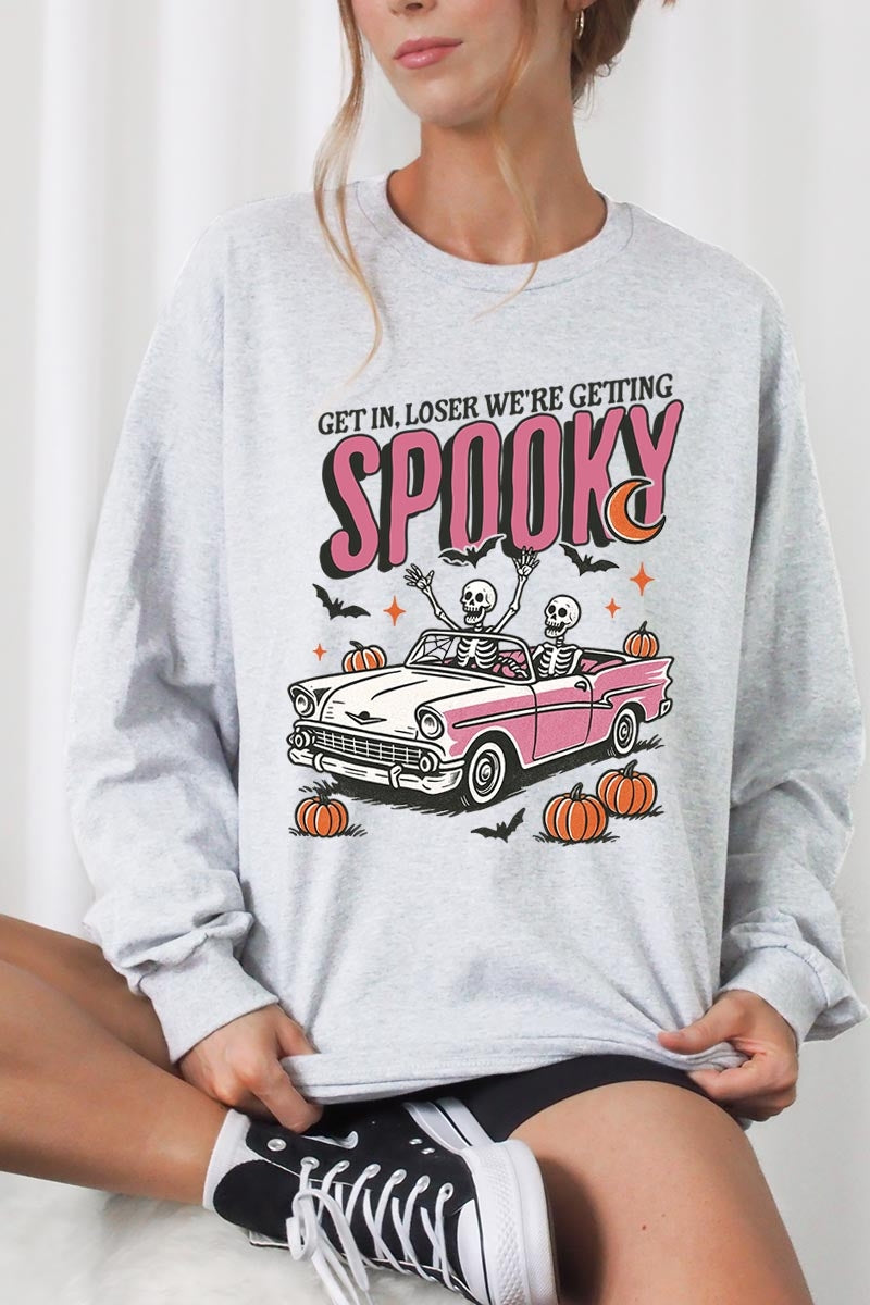 UL240P-E3142 Spooky Skeleton Graphic Plus Long Sleeve Tee $17