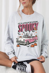 UL240P-E3142 Spooky Skeleton Graphic Plus Long Sleeve Tee $17