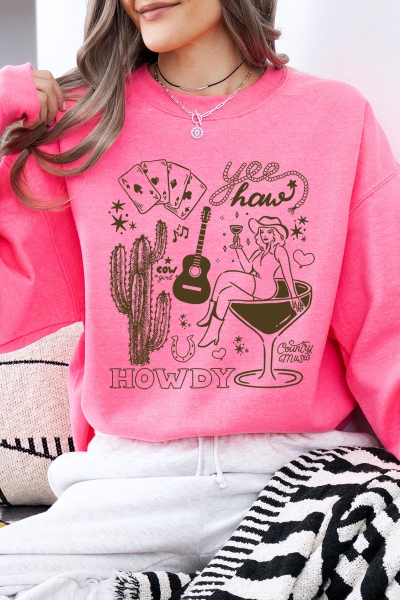 UL180P-E3097 Cowgirl Country Music Graphic Plus Sweatshirt $25