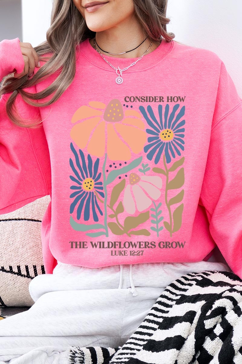 UL180-E3067 Consider the Wildflowers Graphic Sweatshirt $20