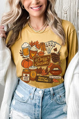US3001-E3119 Retro Fall Collage Graphic Tee $12.5