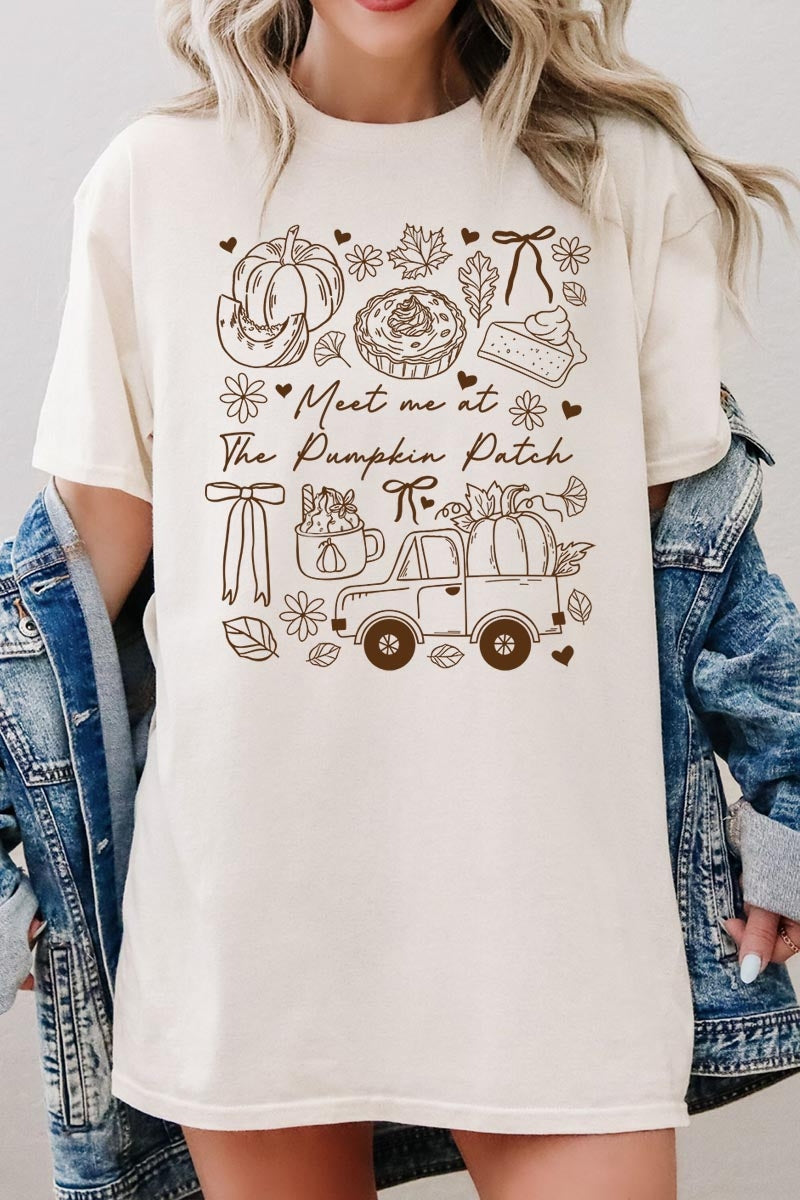 5000-E3163 Pumpkin Patch Doodle Graphic Heavy Cotton Tee $9