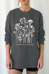 UL240-E3146 Christian Wildflower Graphic Long Sleeve Tee $13.75