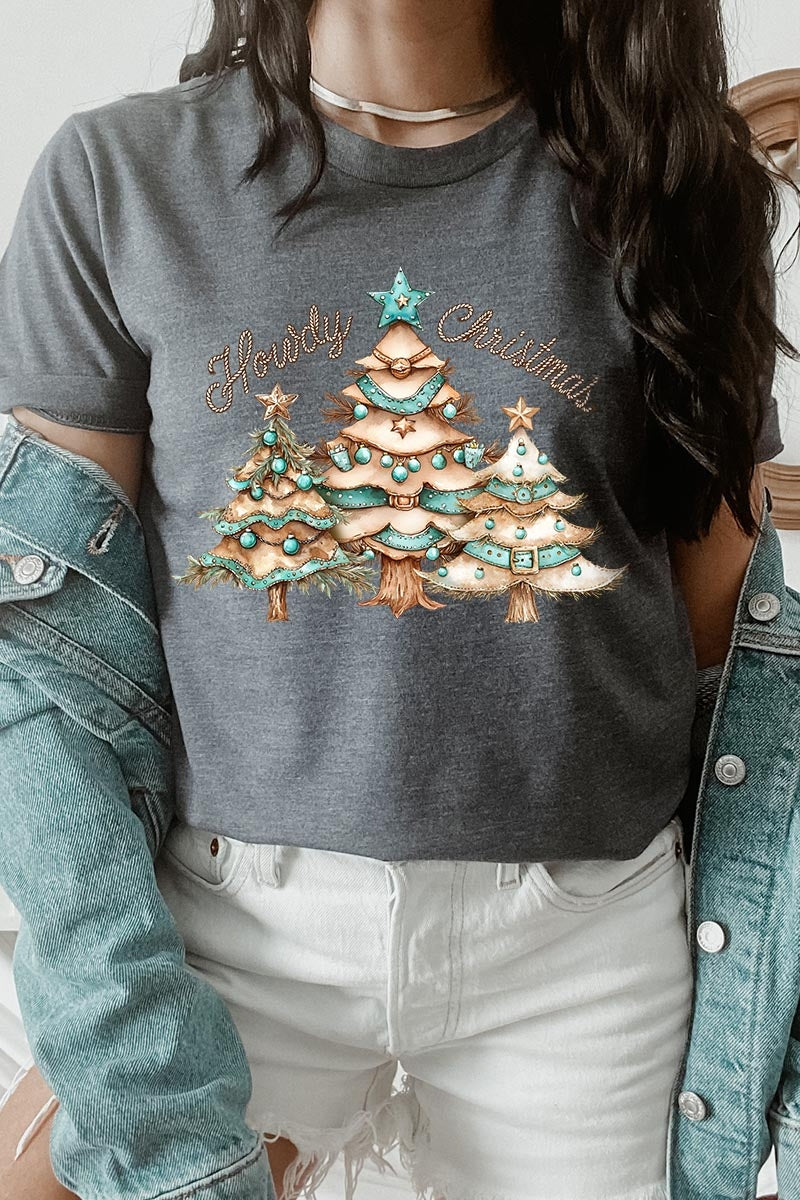 US3001P-E3185 Howdy Christmas Graphic Plus Tee $16