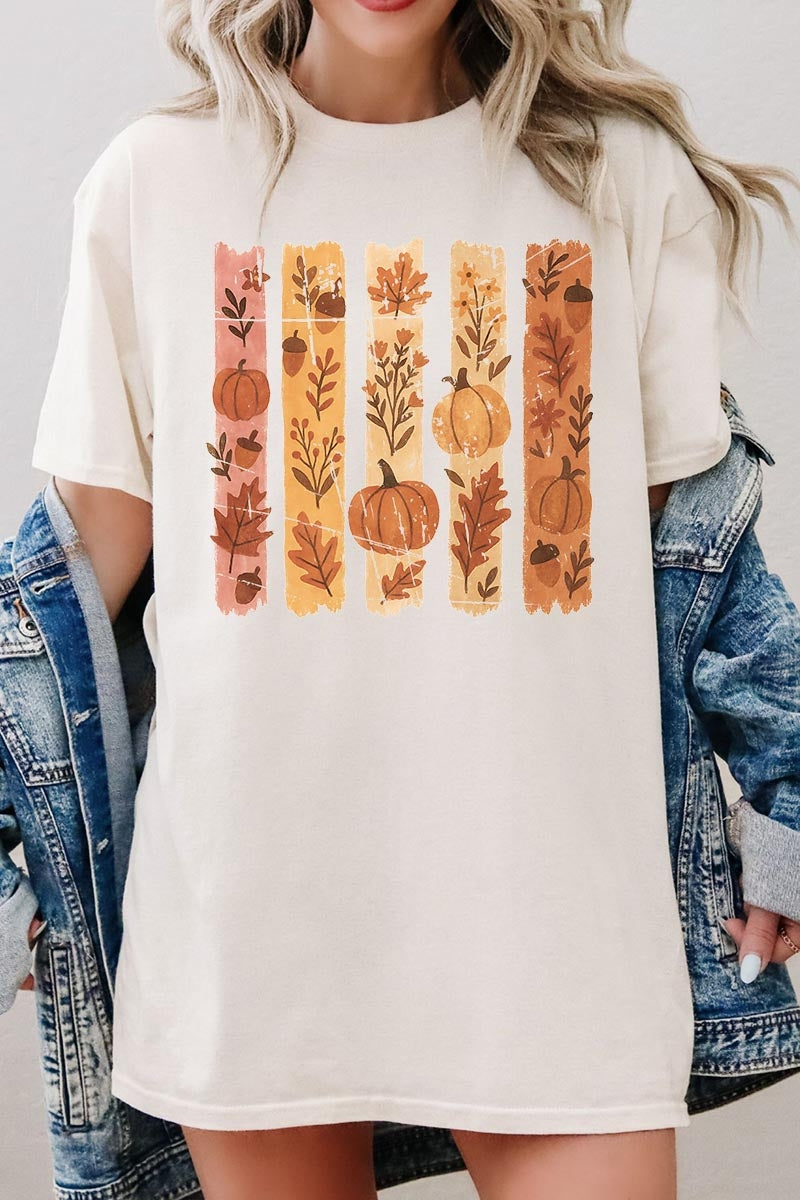 5000-E3110 Brushstroke Boho Fall Graphic Heavy Cotton Tee $9