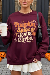 UL180-E3164 Pumpkin Spice & Jesus Graphic Sweatshirt $20