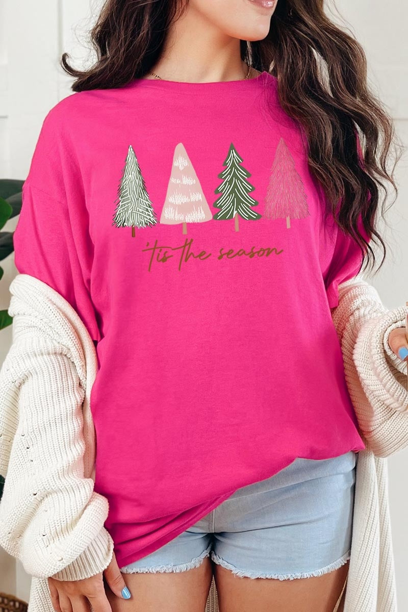 5000P-E3218 Rustic Christmas Trees Graphic Plus Heavy Cotton Tee $12.75