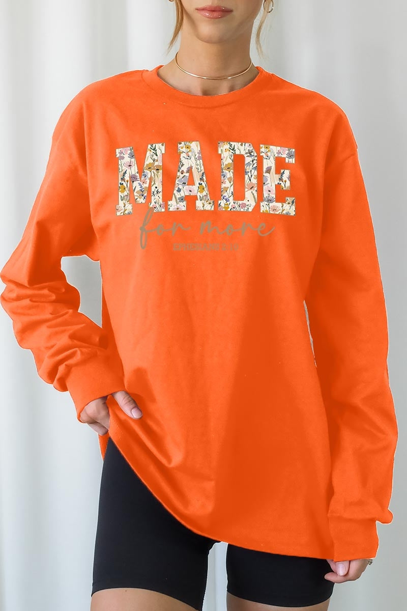 UL240-E3068 Made for More Faith Graphic Long Sleeve Tee $13.75
