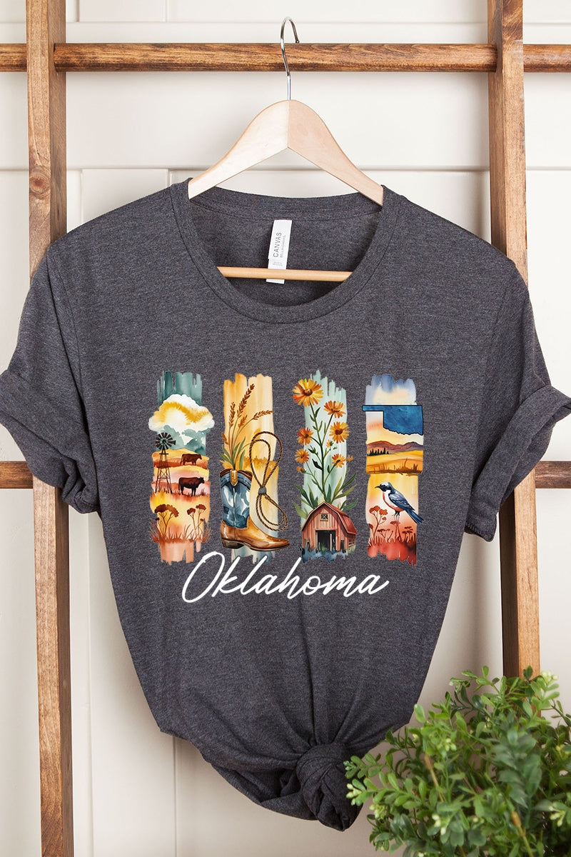 US3001P-E3061OK Oklahoma State Brushstroke Graphic Plus Tee $16