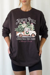 UL240P-E3174 North Pole Christmas Graphic Plus Long Sleeve Tee $17