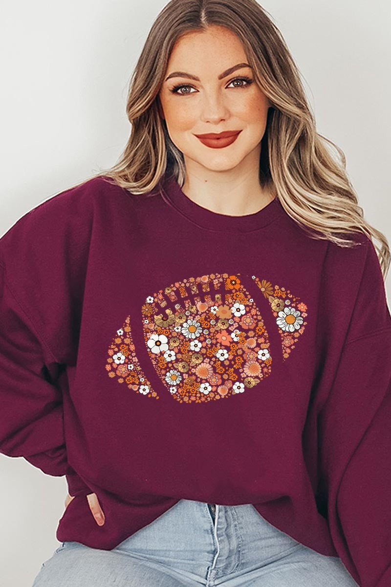 UL180P-E3133 Floral Football Graphic Plus Sweatshirt $25