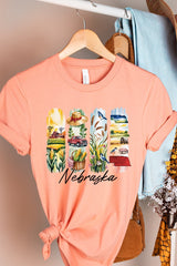 US3001P-E3061NE Nebraska State Brushstroke Graphic Plus Tee $16
