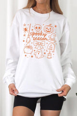 UL240P-E3141 Halloween Doodle Graphic Plus Long Sleeve Tee $17