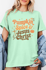 5000P-E3164 Pumpkin Spice & Jesus Graphic Plus Heavy Cotton Tee $12.75