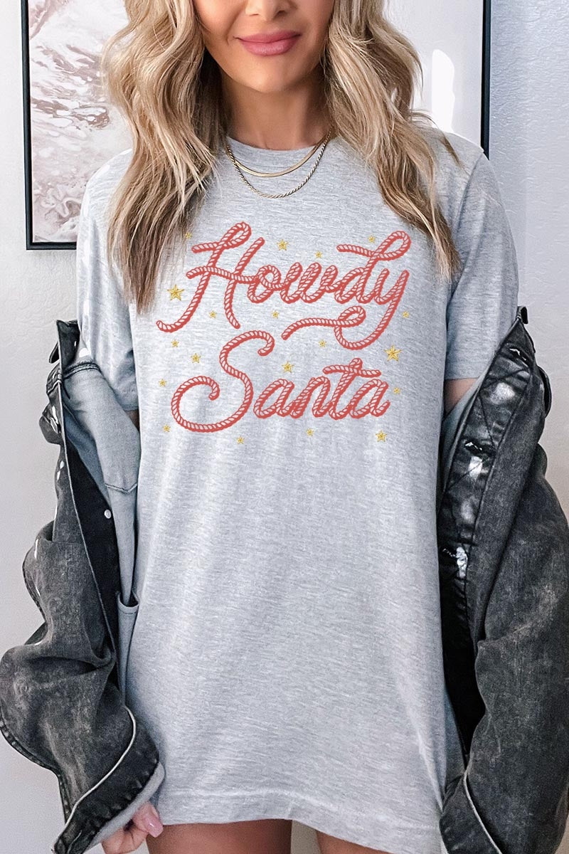 US3001-E3199 Howdy Santa Graphic Tee $12.5