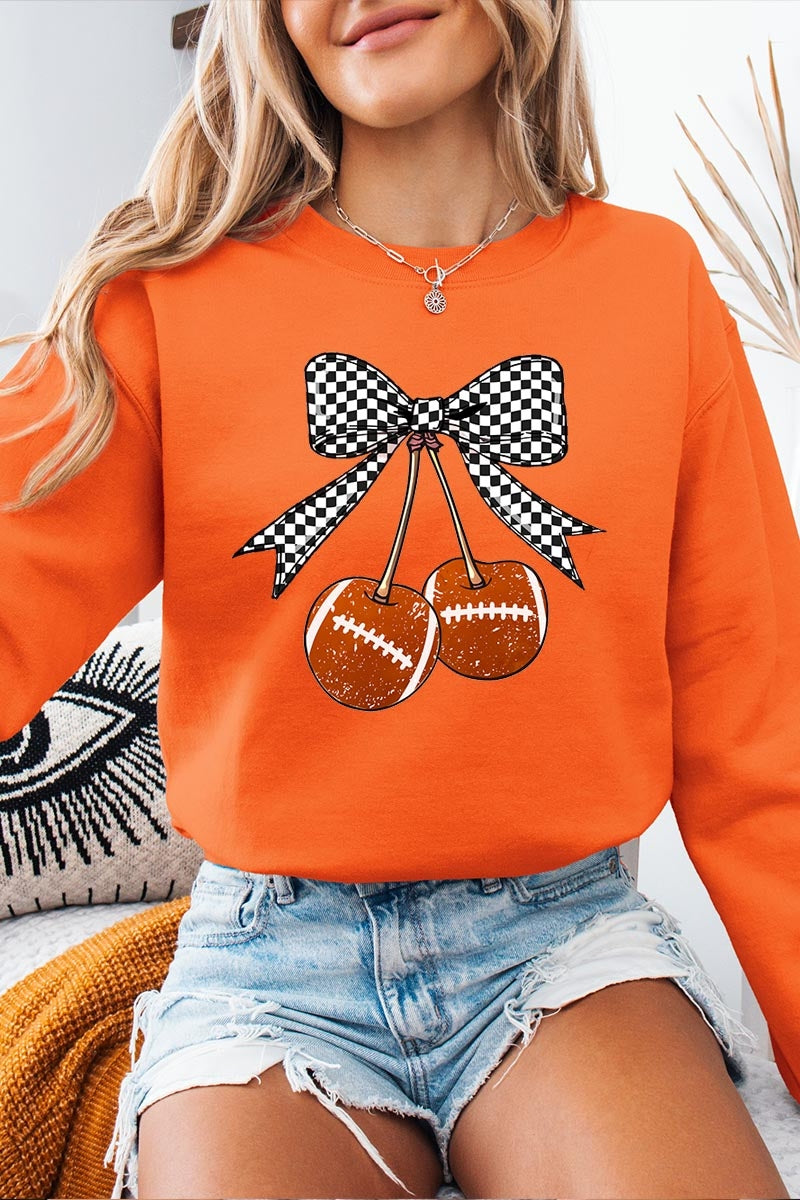 UL180-E3055 Football Cherries Graphic Sweatshirt $20