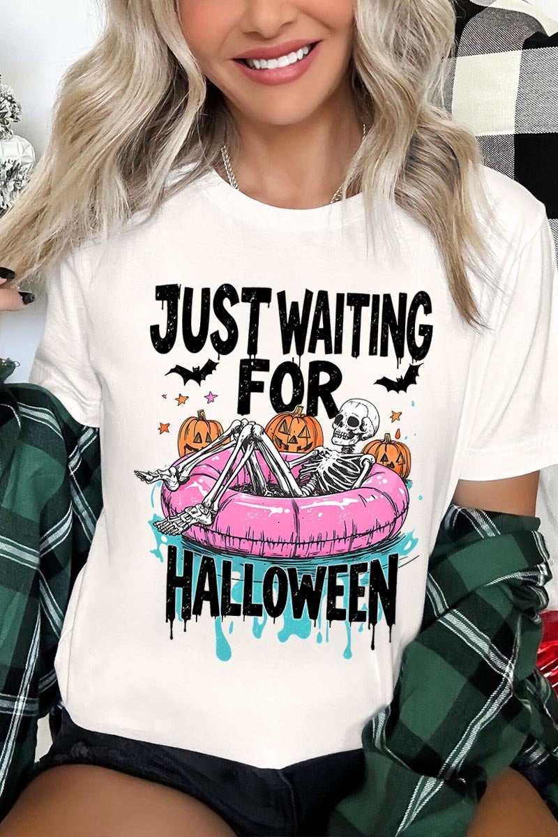 US3001-E3138 Just Waiting For Halloween Graphic Tee $12.5